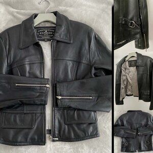 Sleek Black Soft Leather Jacket (classic biker style )